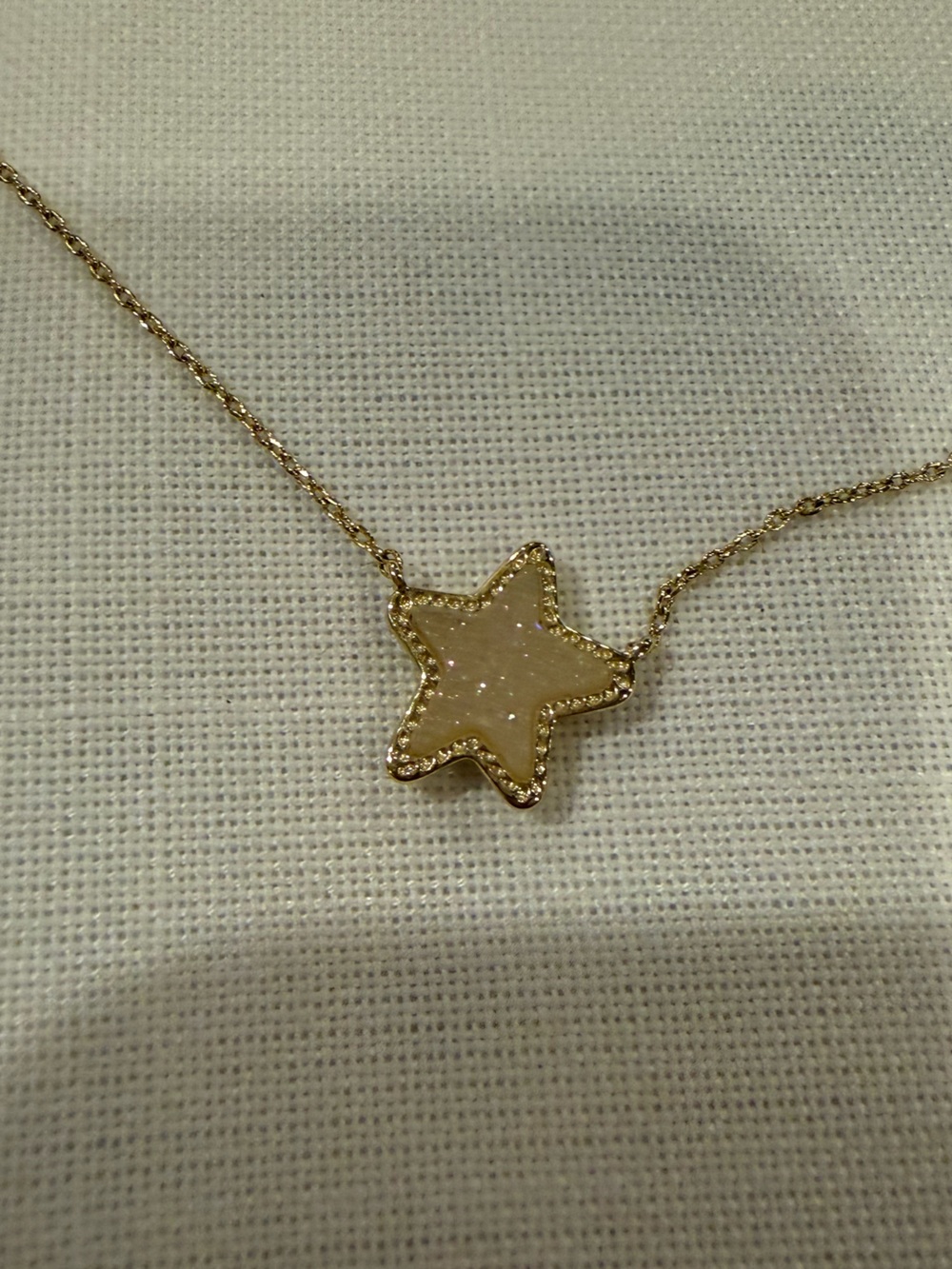 Kendra Scott Gold Star Necklace with Drusy Cream Inlay